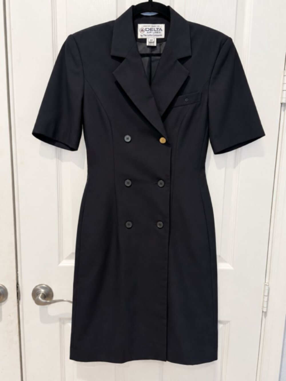 Vintage Delta Air Lines Flight Attendant Uniform Dress Size 6R Black Mod Aviatio